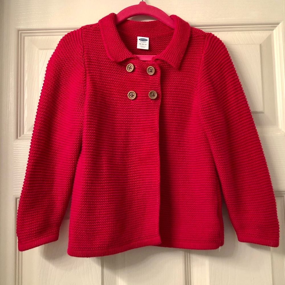 Girls Old Navy Knit Buttoned Red Sweater 18-24 Months